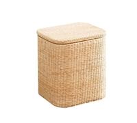 ZJHAHJY Pouf Contenitore Rotondo Pouf con Contenitore Quadrato Cesto portabiancheria Fatto a Mano Poggiapiedi Sgabello Intrecciato a Mano Poggiapiedi a Coda di Tifa con coperchi Quadrato Un Piccolo