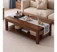 ZJHAHJY Tavolino da caffè rettangolare a 2 ripiani con contenitore, tavolo centrale per soggiorno con gambe in legno massello, rettangolare moderno, tè solido per vivere piccoli spazi, rosso, 100 x 60