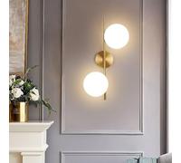 ZJHESXV Applique da Parete Moderna con Doppia Sfera in Vetro Finitura Oro Attacco 2xG9 Design Elegante per Interni IP20 Sala da Pranzo
