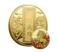 zjhukfmc Challenge Coin | Anno Cinese Del Cavallo Moneta Ricordo | Portafortuna Portatile Per Viaggio Regalo Uomini Donne Amici