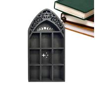 zjhukfmc Mensola lunare, 20 x 40 x 3,5 cm, espositore da parete per chiesa, design con galleggiante nero, decorazione gotica in legno a di finestra nera a di sh-elfi, forte e robusto per