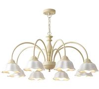 ZJIEDB Lampadario Bianco in Stile Country Francese a 6 luci, lampadario in Vetro e Ceramica, a Forma di Fiore, per Foyer, Lampada a Sospensione Floreale, Lampada a Sospensione Moderna nor