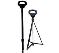 ZJIEX Bastone da Passeggio Pieghevole con Seduta Integrata, Stampelle Antiscivolo Treppiede, Leggero Bastoni da Passeggio, Fino A 150 kg (Color : Black)