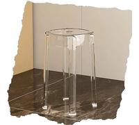 ZJIEX Trasparente Sgabello da Bar in Acrilico Sgabello da Cucina Senza Schienale Sgabello da Bar da 45cm, Blu Marrone Rosso Chiaro (Color : Clear, Size : H 46cm/18in)