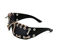 ZJIEYU Occhiali da Sole Punk Rock, Occhiali da Sole Retrò Alla Moda, Occhiali da Sole a Scudo Con Rivetti per Uomo e Donna, Ideali per Il Cosplay e La Danza(Style6)