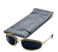 ZJIEYU Y2K Occhiali da Sole da Donna Leggeri e Di Lusso, con Montatura Rettangolare Senza Bordi Interamente Tempestata di Diamanti, Protezione Dai Raggi Solari(Black)