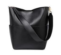 ZJIMLIN Borse a secchiello da donna in pelle PU con 2 tracolla regolabile per chitarra Hobo Borse da donna, nero