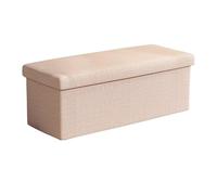 ZJIQOH Pouf Contenitore Rettangolare, Sgabello Poggiapiedi Pieghevole In Lino,cassapanca con Coperchi,panchetta per Soggiorno,ingresso,camera Da Letto,bauletto(Beige,76 x 38 x 38 cm)
