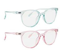 ZJIVQO 2 occhiali anti-luce blu, occhiali con blocco della luce blu, occhiali da gioco per computer, montatura leggera in PC, occhiali per donne, uomini e bambini, protezione per gli occhi (rosa,