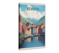 ZJIXAOSD Bergen Norway Travel Scandinavia Spagna stampa artistica da parete poster decorazione artistica da parete per casa, bar, ristorante, garage, caffetteria, regalo, 50 x 75 cm
