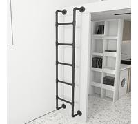 ZJLZJLO Scala da Muro per Finestre Ben Sfondabili, Scala da Soffitta Vintage, Scala Dritta per La Casa (30-92 Pollici), Scala da Salita per Letto Studentesco con Cuscino,54in,Black