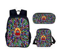ZJMing 3pcs Zaino per Bambini Borse Scolastiche Studente Bookbag Teens Game Fan Regali, Durevole Grande capacità Bookbag per Ragazzi Ragazze Adolescenti Game Fan,6