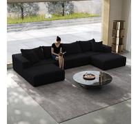 ZJMTOCYU Divano oversize a forma di nuvola per il massimo comfort, design modulare imbottito moderno, soggiorno o camera da letto, nero