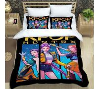 ZJMZF Hunter Bed Linen Set, 135 x 200 cm, k-pop Duvet Cover + Pillowcases, Anime Children's Duvet Cover for Boys and Girls, Children's Bed Linen (220x240cm+80x80cmx2,A4)