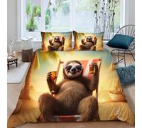 ZJMZF Set di biancheria da letto 3D per bambini, 2/3 pezzi, simpatici animali, in morbida microfibra, con chiusura lampo e federa, 80 x 80 cm, per ragazze, ragazzi e bambini (220 x 240 cm + 80 x 80 cm