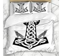 ZJMZF Viking, set di biancheria da letto con chiusura lampo 3D Viking, caldo, inverno, estate, morbido e confortevole, federa 80 x 80 cm, per ragazzi (155 x 220 cm + 80 x 80 cm x 2,A13)