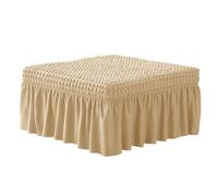 ZJQJRMB Seersucker Copri Pouf Rettangolare,Morbido Copri Poggiapiedi con Gonna Antiscivolo Copertura Dell'Ottomano Lavabile Fodere Copridivano-Khaki||L