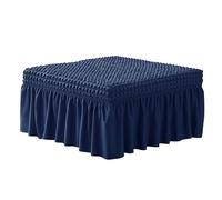 ZJQJRMB Seersucker Copri Pouf Rettangolare,Morbido Copri Poggiapiedi con Gonna Antiscivolo Copertura Dell'Ottomano Lavabile Fodere Copridivano-Navy||L