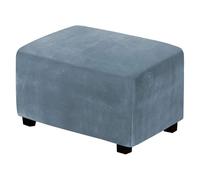ZJQJRMB Velluto Copri Pouf Rettangolare,Copri Poggiapiedi Elasticizzato Antiscivolo Copertura Dell'Ottomano Pieghevole Lavabile Fodere Copridivano per Soggiorno-Blue-C||L