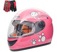 ZJRA Scherza Il Casco, Casco del Motociclo per I Bambini, Motocicletta Mezza Caschi, Moto Ciclomotori Ragazze dei Ragazzi Bambini Childs, 3 Colori di Stile per Choice,Rosa