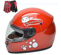 ZJRA Scherza Il Casco, Casco del Motociclo per I Bambini, Motocicletta Mezza Caschi, Moto Ciclomotori Ragazze dei Ragazzi Bambini Childs, 3 Colori di Stile per Choice (Red)