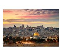 ZJRBJB 10x8ft La Città Vecchia Gerusalemme Decorazioni Sfondo Antico Paesaggio Urbano Religioso Bibbia Israele Sfondo Tramonto Siti Storici Monte Ulivi Cupola della Roccia Terra Santa Banner Photo