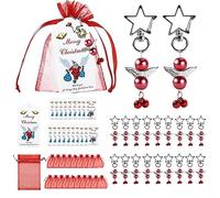 ZJRung 20 pezzi Set di Perle Angelo Custode,Regali di Natale, Ciondolo Portachiavi Angelo Rosso Perline per la Decorazione Dell'albero di Natale, Matrimonio, Battesimo