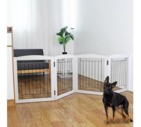ZJSF Cancello per cani pieghevole autoportante per casa, extra largo, in legno, bianco, per interni, cancello per cuccioli, scale, cancelli per cani, cancelli alti per animali domestici, 4 pannelli,