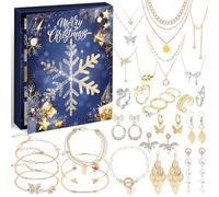 ZJTAPE Calendario Avvento Gioielli 2025 - Calendario Natalizio Donne, 24 Sorprese Bracciale Collana Anello Orecchini, Calendario per il Conto alla Rovescia, Regalo di Natale per Donne Buone amiche