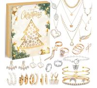 ZJTAPE Calendario Avvento Gioielli 2025 - Calendario Natalizio Donne, 24 Sorprese Bracciale Collana Anello Orecchini, Calendario per il Conto alla Rovescia, Regalo di Natale per Donne Buone amiche