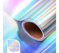ZJTAPE Rotolo di vinile olografico in vinile arcobaleno - 30,5 x 250 cm, lucido metallizzato adesivo permanente in vinile Spettro Argento, per decorazione di feste, adesivi, adesivi per auto.