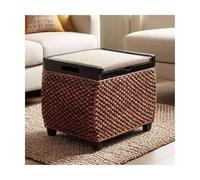 ZJTHY Ottomani Rattan con Cornice in Legno Multifunzionale Sgabello Compatto Sgabello di Salvataggio di Salva