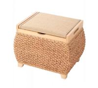 ZJTHY Ottomani Rattan con Cornice in Legno Multifunzionale Sgabello Compatto Sgabello di Salvataggio di Salva