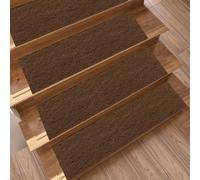 ZJUNLI Tappeti per Scale 5Pcs Tappetini per Gradini Interni 20x71cm marrone | Coprigradini Per Scale, Tappetino Per Scales Tagliabili, In Tpe Lavabili In Lavatrice 100% Poliestere Per Scale Per Bambini