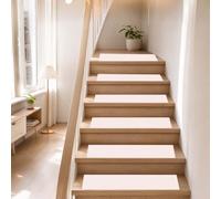 ZJUNLI Tappeti per Scale 5Pcs Tappetini per Gradini Interni 28x59cm Beige | Coprigradini Per Scale, Tappetino Per Scales Tappetino Antiscivolo Fonoassorbente, Resistente All'Usura Per Scale Interni