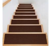 ZJUNLI Tappeti per Scale 5Pcs Tappetini per Gradini Interni 34x60cm marrone | Coprigradini Per Scale, Tappetino Per Scales Tagliabili, In Tpe Lavabili In Lavatrice 100% Poliestere Per Gradini In Legno