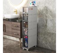 ZJXANMZ Gabinete de piso para baño con cajones de almacenamiento apilables Gabinete de piso para baño Torre de almacenamiento estrecha, Alta y delgada de 5 cajones, Marco resiste