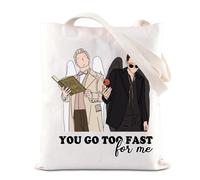 ZJXHPO Omens Borsa tote ispirata al programma televisivo Ineffable Mariti regalo Aziraphale e Crowley Lovers Gift You Go Too Fast For Me borsa di tela, Fastformets-Regno Unito