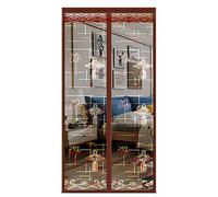 ZJXSNEH Tenda Morbida Magnetica Ricamata Criptata A Scacchi Muta Anti-Zanzara Benedizione Marrone 95X220cm
