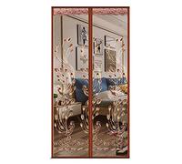 ZJXSNEH Tenda Morbida Magnetica Ricamata Criptata A Scacchi Muta Anti-Zanzara Coda Del Vento Marrone 80X210cm