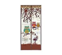 ZJXSNEH Tenda Morbida Magnetica Ricamata Criptata A Scacchi Muta Anti-Zanzara Gufo Marrone 100X210cm