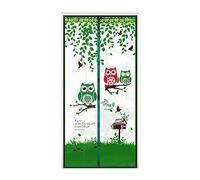 ZJXSNEH Tenda Morbida Magnetica Ricamata Criptata A Scacchi Muta Anti-Zanzara Gufo Verde 100X210cm