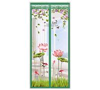 ZJXSNEH Tenda Morbida Magnetica Ricamata Criptata A Scacchi Muta Anti-Zanzara Loto Verde 130X220CM
