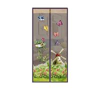 ZJXSNEH Tenda Morbida Magnetica Ricamata Criptata A Scacchi Muta Anti-Zanzara Mulino A Vento Marrone 100X210cm
