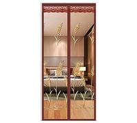 ZJXSNEH Tenda Morbida Magnetica Ricamata Criptata A Scacchi Muta Anti-Zanzara Spighe Di Grano Marrone 90X205CM