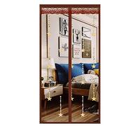 ZJXSNEH Tenda Morbida Magnetica Ricamata Criptata A Scacchi Muta Anti-Zanzara Stelle Marroni 120X220cm