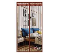 ZJXSNEH Tenda Morbida Magnetica Ricamata Criptata A Scacchi Muta Anti-Zanzara Strisce Marroni 100X210cm