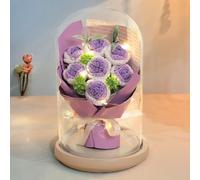 ZJYIGOWL Bouquet di Rose Mazzi di Rose Miste Blu Realizzati A Mano Che Durano da 1 A 3 Anni Fiori di Compleanno con Confezione Regalo per Donne, Mamme, Nonne, Mogli E Amiche(Purple)