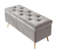 ZJYIGOWL Panca Contenitore Moderna Per Camera Da Letto Poggiapiedi In Velluto Per Ingresso Panca Rettangolare Da Posizionare Ai Piedi Del Letto Con Contenitore Per Soggiorno(Light Gray,60cm)