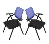 ZJYIGOWL Sedia Pieghevole Con Cuscino Imbottito Sedie Commerciali Pieghevoli In Metallo Robusto Sedia Pieghevole Facile Da Usare E Riporre Per La Casa, L'ufficio, Le Feste(Blauw,Set Of 2)